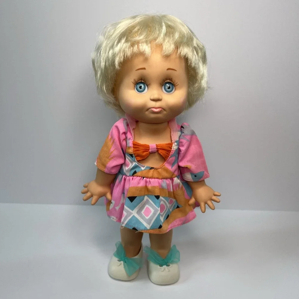 Vintage 1990 Galoob Baby Face So Sorry Sarah #6 Blue Eyes Heidi Dress